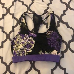 S Excellent Condition LuLaRoe Purple and Black floral Sports Bra